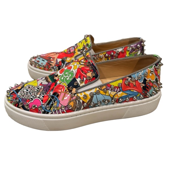 Limited Edition Christian Louboutin Super Pik Boat Graffiti Spike Skaters Flats - Picture 5 of 11